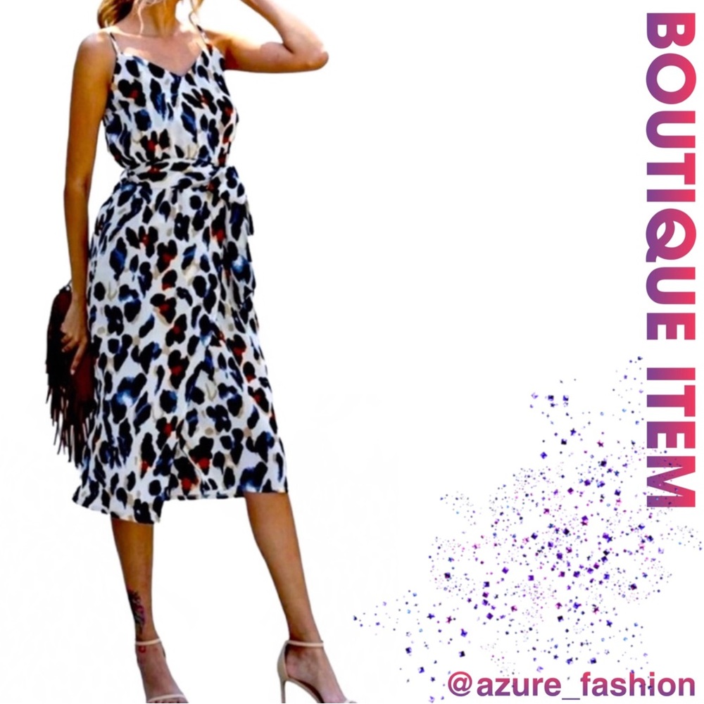 🌟BOUTIQUE Beautiful Animal Print Faux Wrap Cami Dress with Belt! - Picture 3 of 6